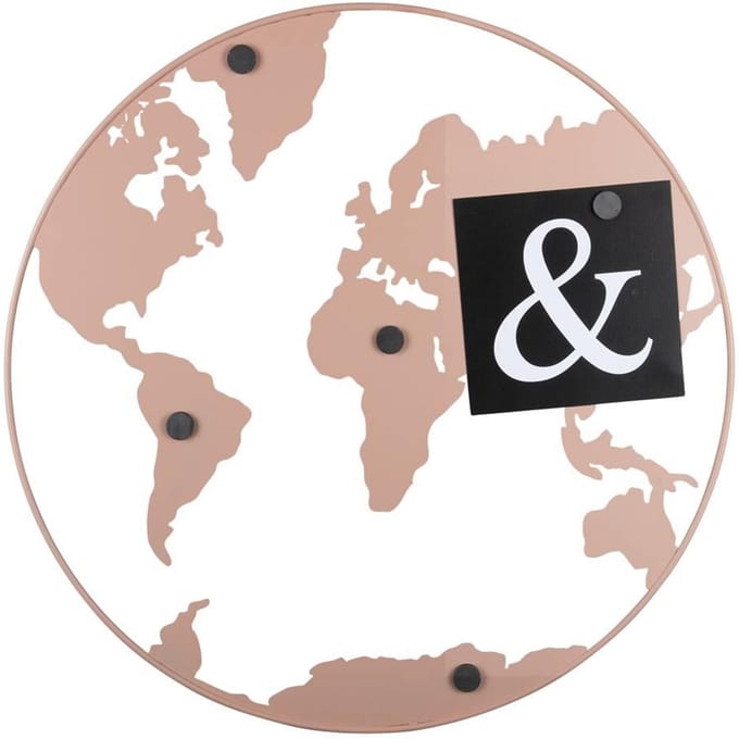 Present Time Memobord World Map - Roze - Ø50cm - Modern,Scandinavisch