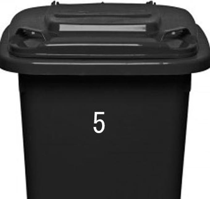 Cijfersticker – nummer 5 - wit - 10 cm - klikosticker - containersticker - brievenbussticker