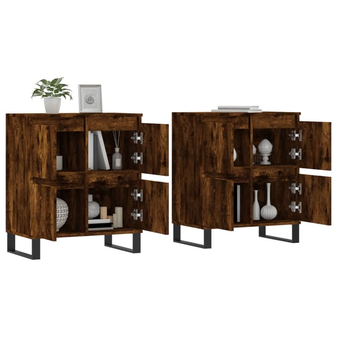 vidaXL - Dressoirs - 2 - st - bewerkt - hout - gerookt - eikenkleurig