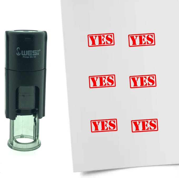 CombiCraft Stempel YES 10mm rond - Rode inkt