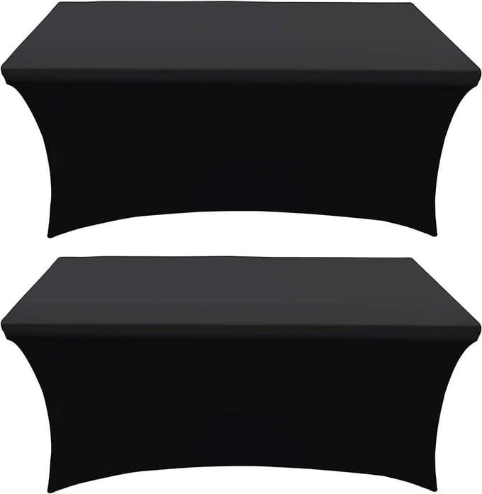 2x Set Universele Stevige Tafelhoezen voor Klaptafels 180x75x75 cm Zwart Elastisch