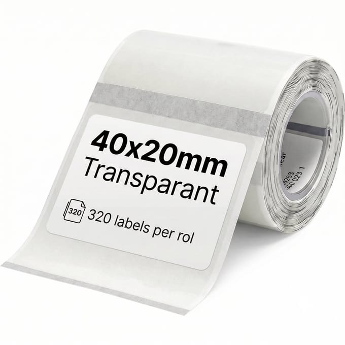 Niimbot - Labels/Etiketten B21/B1/B31/B3S/K3 - 40x20mm - 320 vellen - Transparant