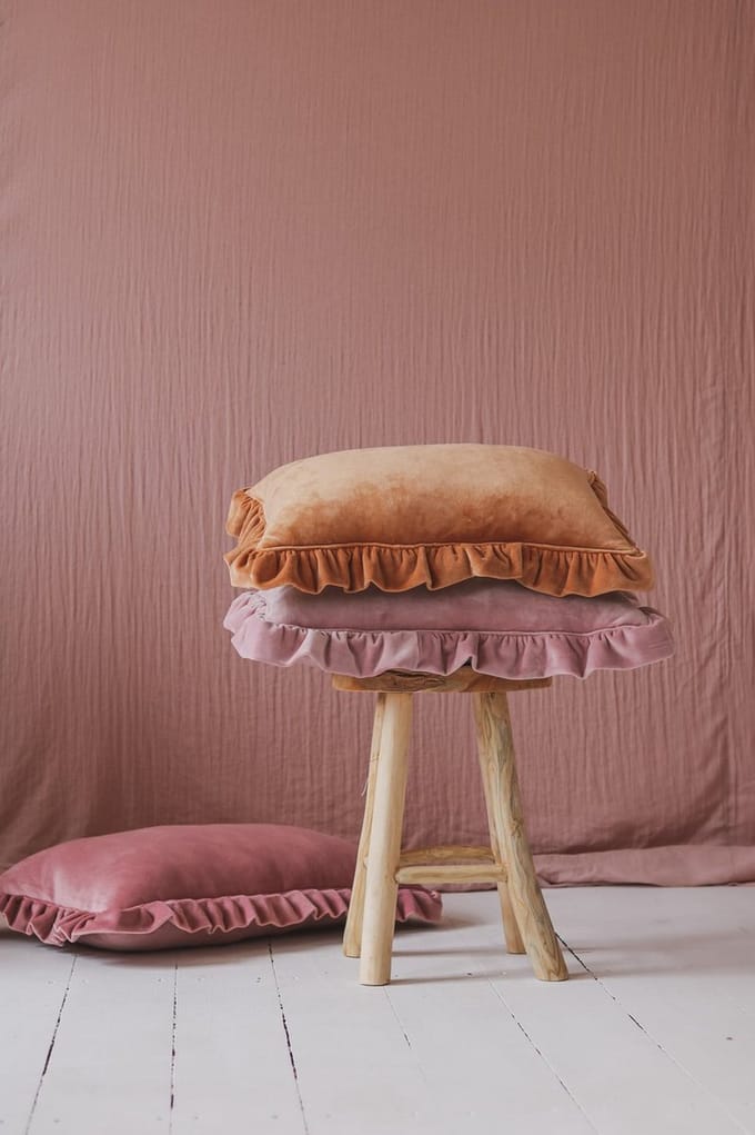 Moi Mili Velvet Kussen Met Franje 40x60cm Caramel