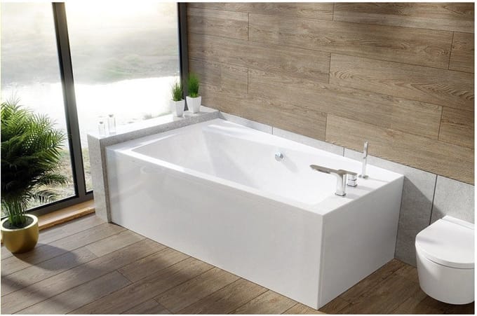 Badland INFINITY hoekbad 160 x 100 cm links wit met styropor ombouw