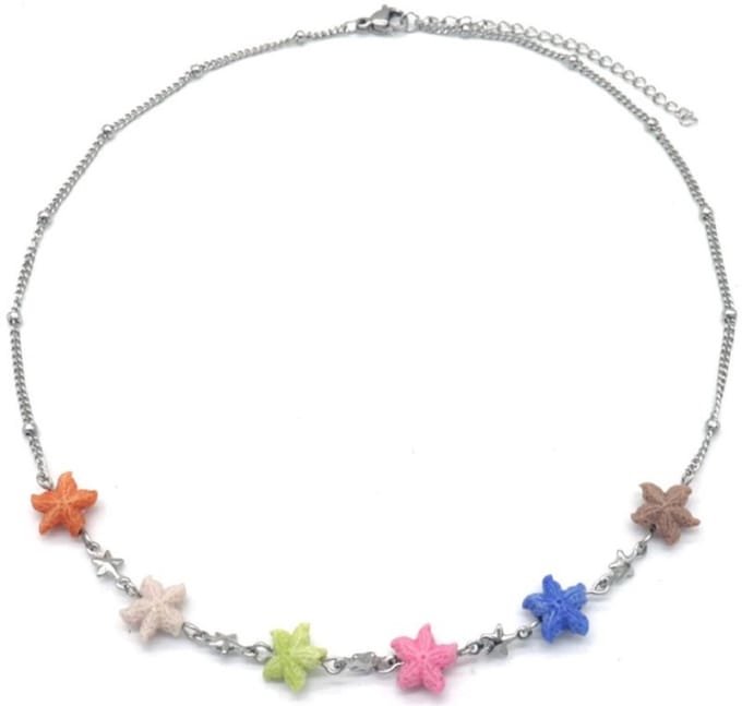 Ketting met Zeesterren - RVS - Lengte 39-44 cm - Zilverkleurig