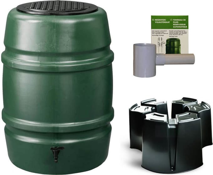 Harcostar - Regentonset Harcostar - 168 Liter Groen + Voet + Vulautomaat