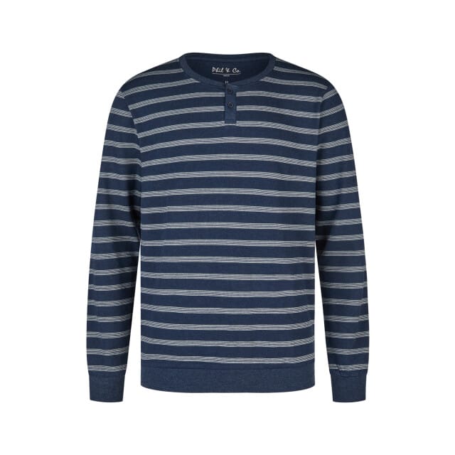 Phil & Co Heren Pyjama Set Interlock Donkerblauw Gestreept - Maat M