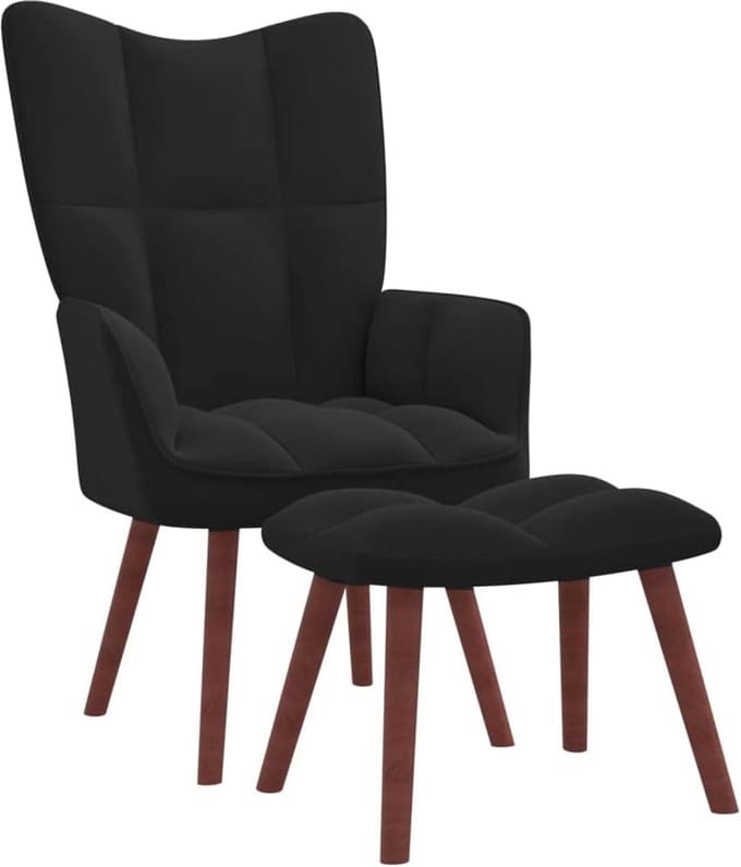 Comfortabele Relaxstoel met Voetenbank Fluweel Gestoffeerd