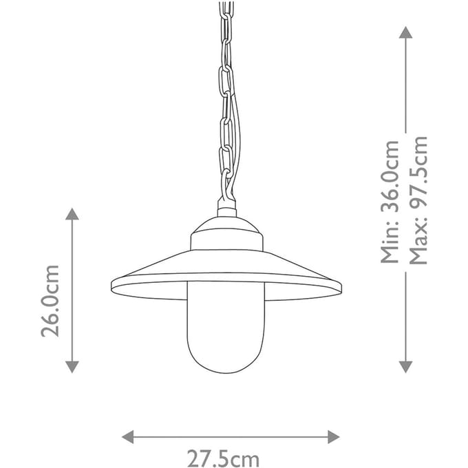 Elstead Klampenborg buiten hanglamp, IP44, zwart