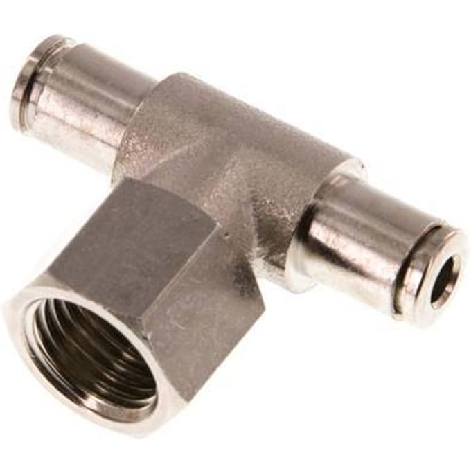 4mm x G1/4'' inline T-stuk Messing Insteekfitting Binnendraad Draaibaar NBR