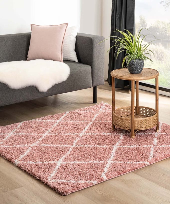 Vierkant berber vloerkleed - Habitat roze/wit 160x160