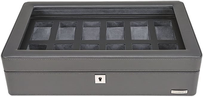 Windrose Tempura - Horlogekoffer (für 12 Uhren) 38 cm (grau)