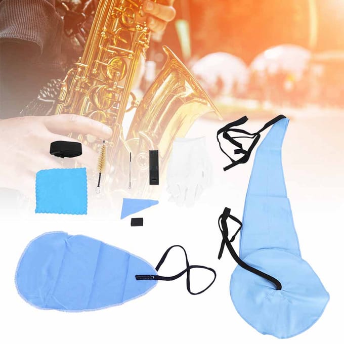 Draagbare Saxofoon Schoonmaakset Schoonmaakdoekje Mondstukborstel Riem Schroevendraaierset white