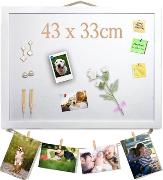 Wit prikbord met viltlaag - 43x33 cm multifunctioneel wandbord