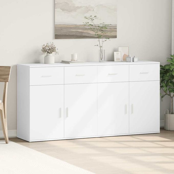 vidaXL - Dressoirs - 2 - st - 79x38x80 - cm - bewerkt - hout - wit