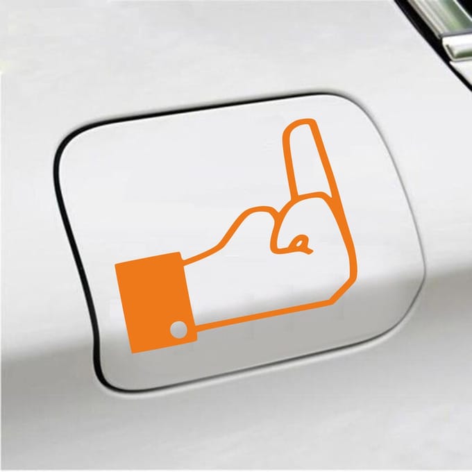 Bumpersticker - FB Middelvinger - 10 X 13 - Oranje