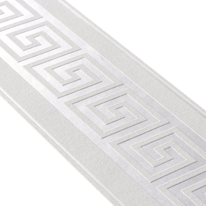 GRIEKSE SLEUTEL BEHANGRAND | Zelfklevend - zilver - A.S. Création Only Borders 11