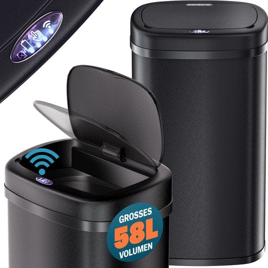 Monzana Vuilnisbak - Bewegingssensor 58L USB - Zwart