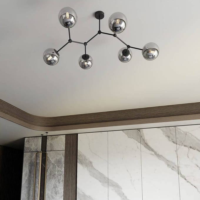 EMIBIG LIGHTING Plafondlamp Space, zwart/grafiet, 6-lamps