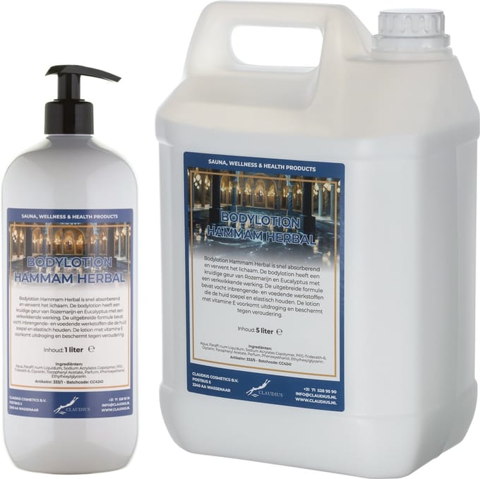 Bodylotion Hammam Herbal 1 liter met gratis pomp - hervulbaar + Jerrycan 5 liter navulling