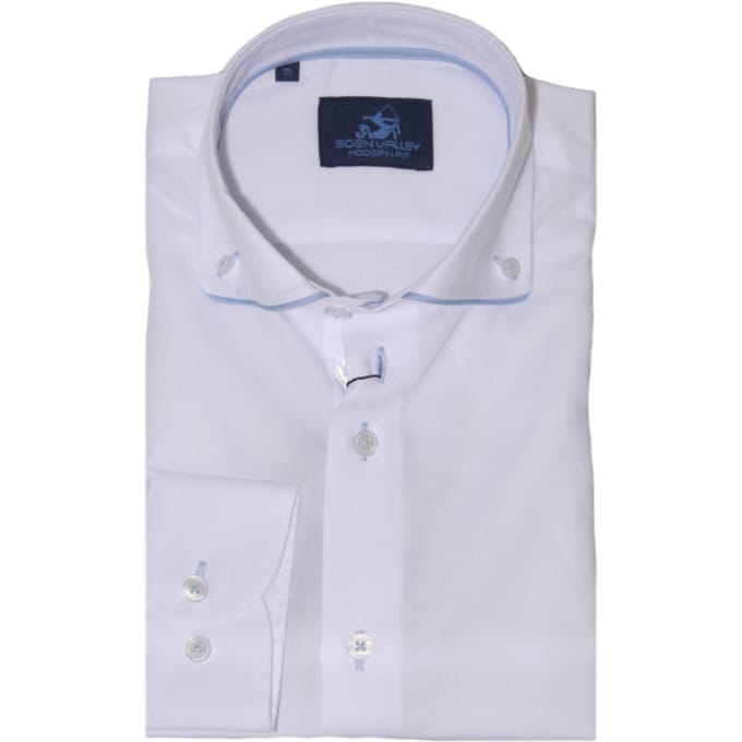 Eden Valley - Lange mouw overhemd - Mannen - M - Wit - Katoen - 514788-Modern