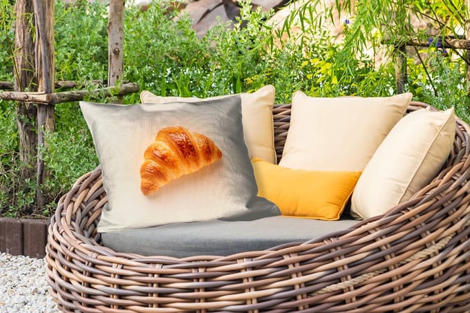 Buitenkussens - Tuin - Croissant - Brood - Beige - 50x30 cm