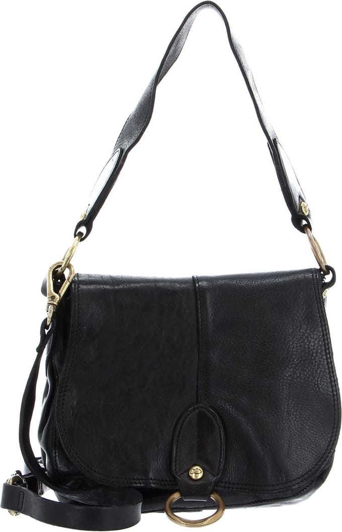CAMPOMAGGI Leren Schoudertas Small Shoulder Bag Nero Zwart