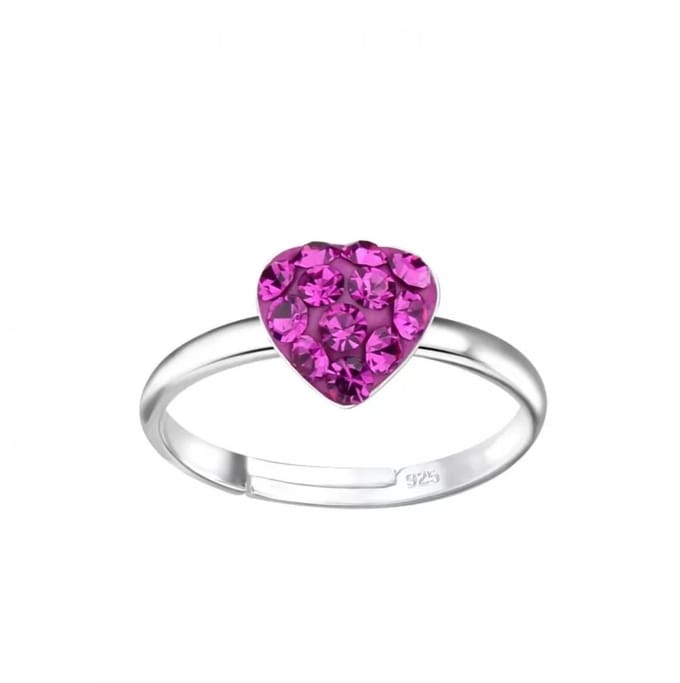 La Rosa Princesa Zilveren ring Meisje Hartje Kinderring - 925 ring Fuchsia roze