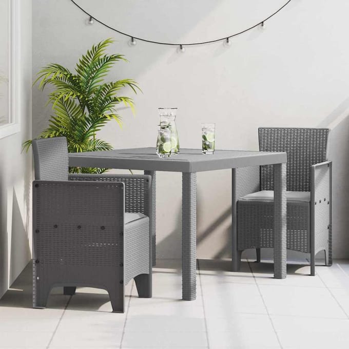vidaXL - Tuin - Eettafel - Set - 3 - pcs - Lichtgrijs - Polypropyleen