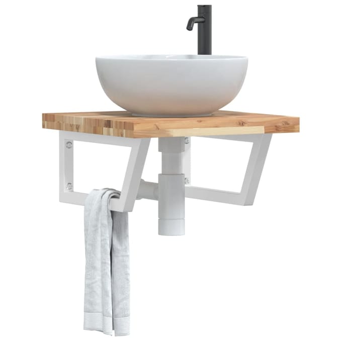 vidaXL - Badkamer - wandschap - staal - en - massief - acaciahout