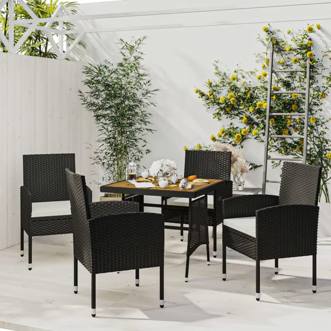 vidaXL - 5-delige - Tuinset - poly - rattan - zwart