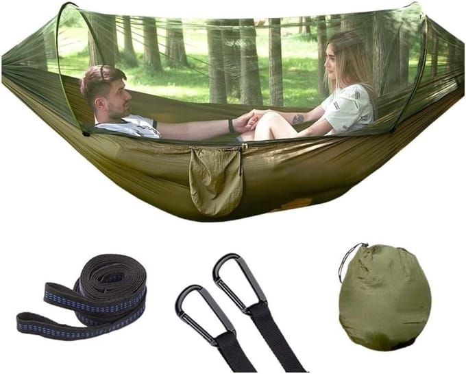 Kampeer Hangmat - Buiten Schommel - Ontspannen Buiten - Met Geïntegreerd Net - 290 x 140 CM - A