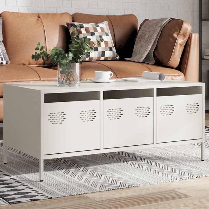 vidaXL - Salontafel - 101,5x50x43,5 - cm - koudgewalst - staal - wit