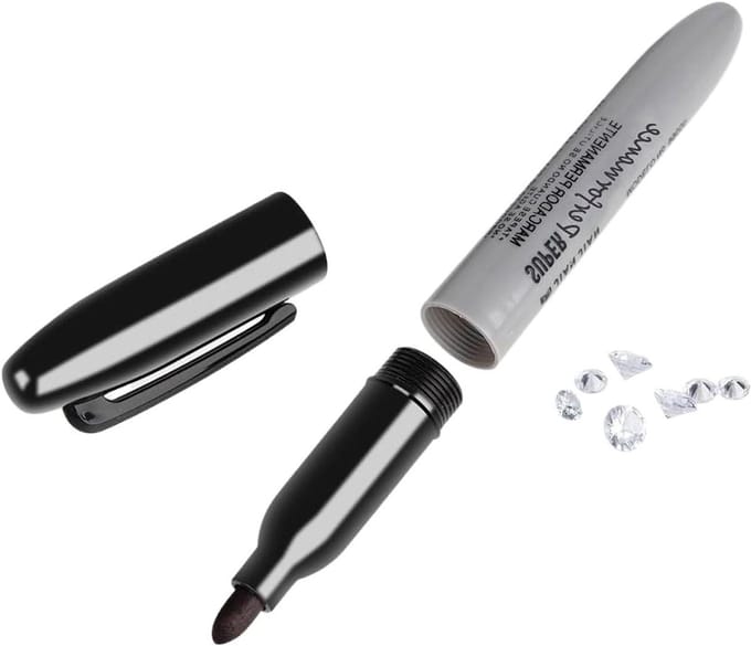 Gelddoos - Valse markeerstift - Discrete opslag - Schrijffunctie - 14 x 1.8 cm - Zilver