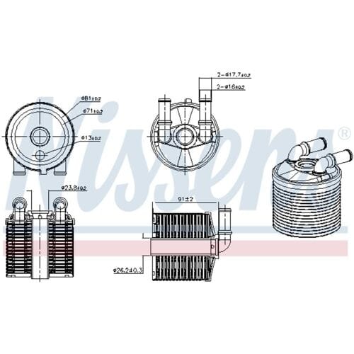 Olie radiator, automatische versnellingsbak NISSENS 91506