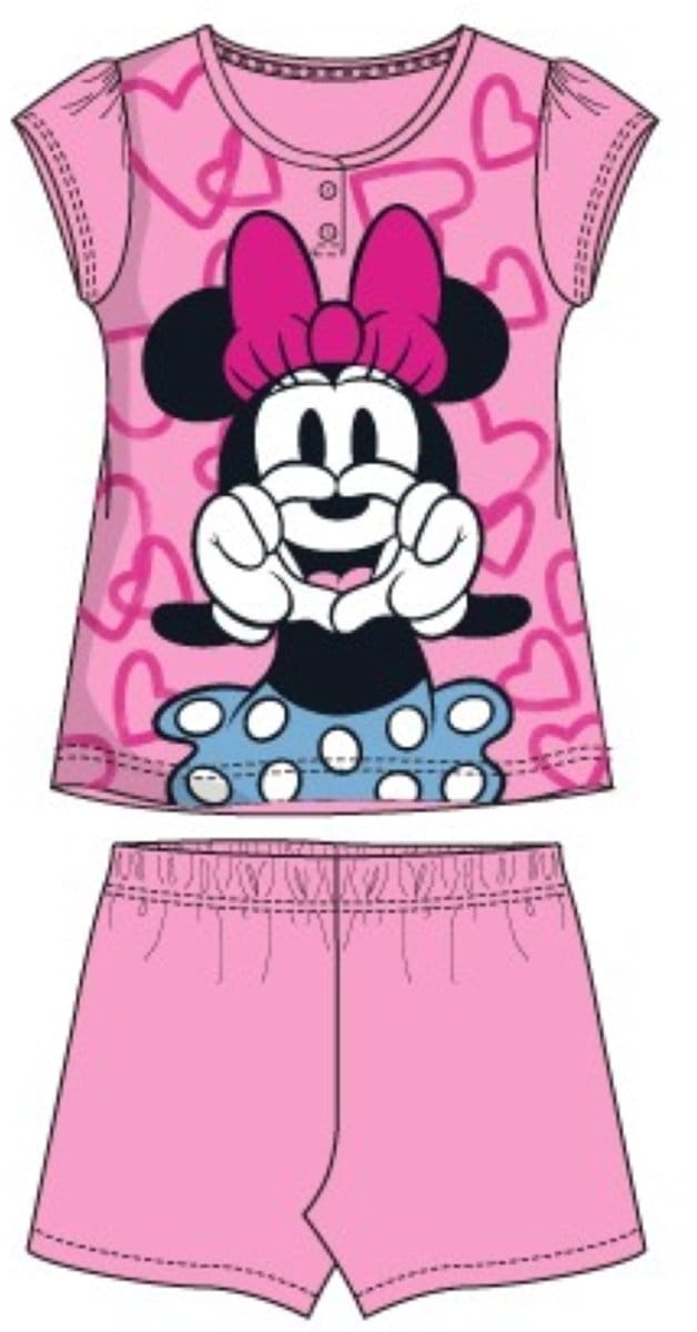 Minnie Mouse - shortama - 100% katoen - maat 110 - Lichtroze - pyjama