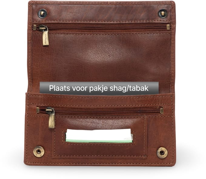 LeonDesign Shag Etui Leer - Cognac Bruin - Met 2 Binnenritsen