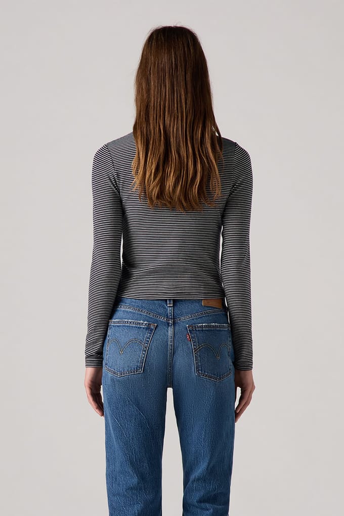 Levi's Effortless Ls Tee Clove Stripe Nightwatch Maat: S | Longsleeves Outlet | Dames | Blauw