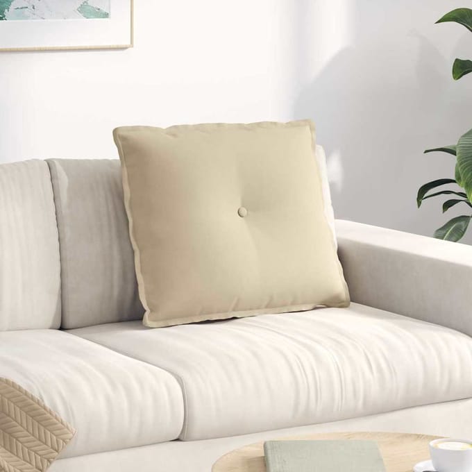 vidaXL - Rugkussen - Crèmekleurig - 60 - x - 50 - cm - Microvezel - Stof