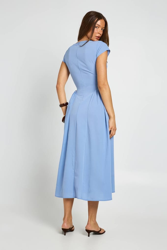 boohoo Dames Gestructureerde Volumeuse Rok Midaxi Jurk | Powder Blue | Maat: 16