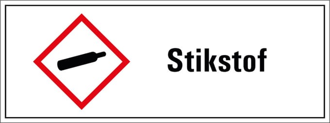 Stikstof GHS tekststicker 400 x 150 mm