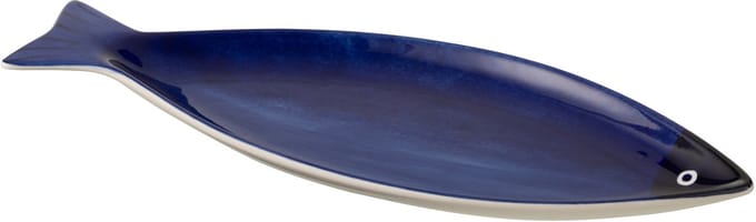 J-Line schaal Vis Breed - porselein - blauw