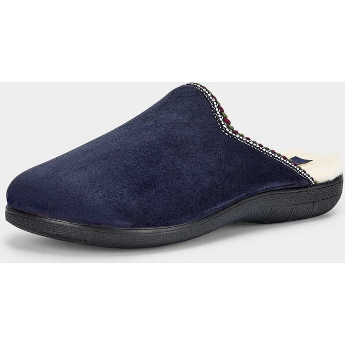 Pantoffels met zuiver scheerwol voering - marine - Gr. 41 van Goldner Fashion
