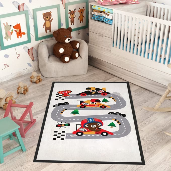 Speelkleed Race - 98x140 cm - Vloerkleed - Speeltapijt