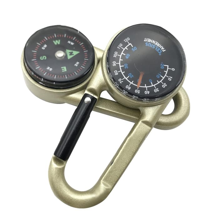 Multifunctionele Mini Bergklimmen Gesp Karabiner met Thermometer Kompas voor Buiten gray