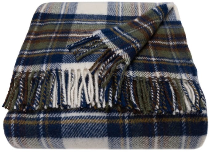 WOOOL Luxury Plaid - TARTAN (Muted Blue) - 150x183cm - 100% Wol