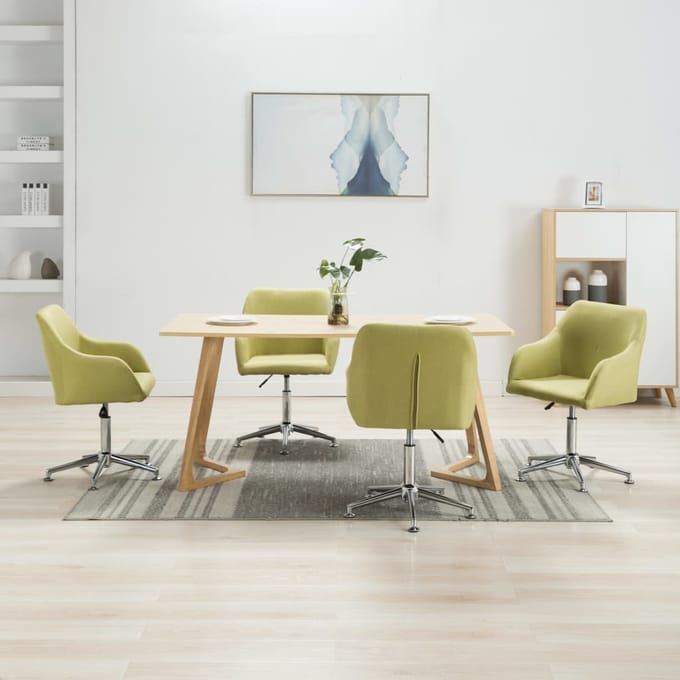 vidaXL Eetkamerstoelen 4 st draaibaar stof groen