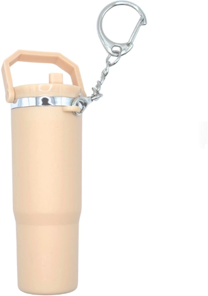 Hanger Drinkbeker - Sleutelhanger - Beige - Miniatuur - Open en dicht draaien - Mini Cup