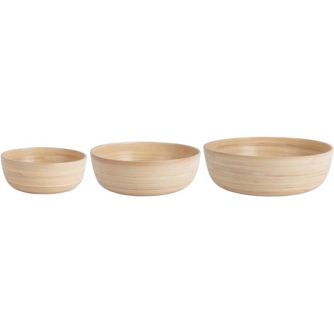 Present Time Schaal Bowl Set Puro Round - Naturel - Ø30cm - Bamboe - Modern - Woonkamer