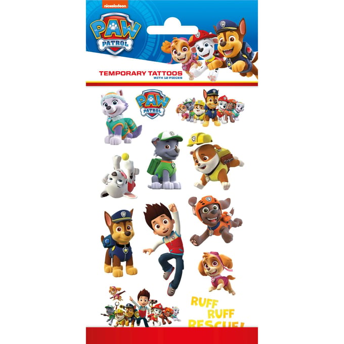 Paw Patrol - Tattoos - Set van 12 thematische ontwerpen